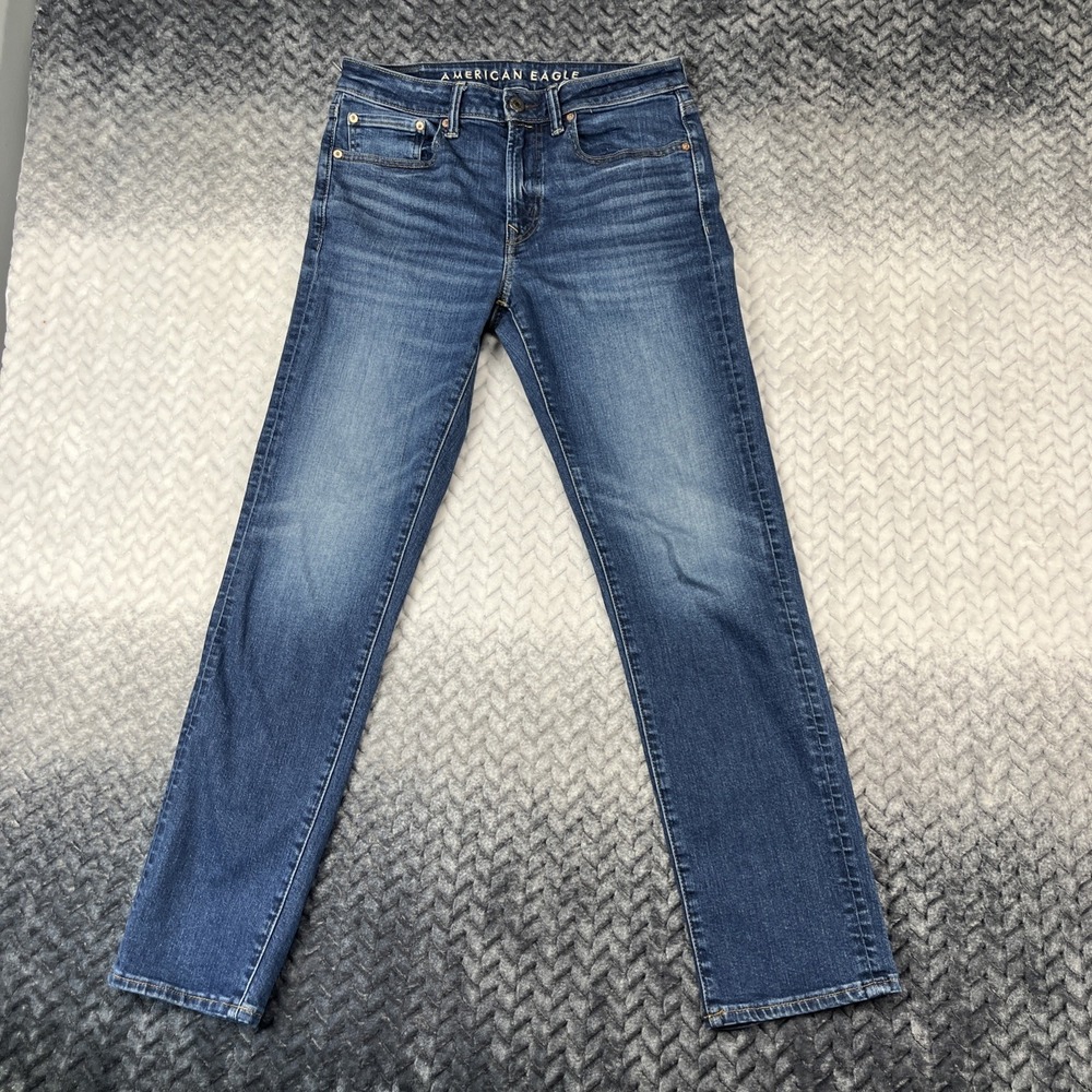 American Eagle Airflex Jeans Mens 31X32 Blue Denim Slim Straight W31 L31"